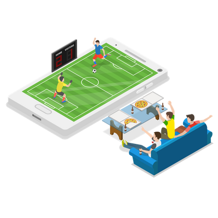 Online Football Playing  Illustration
