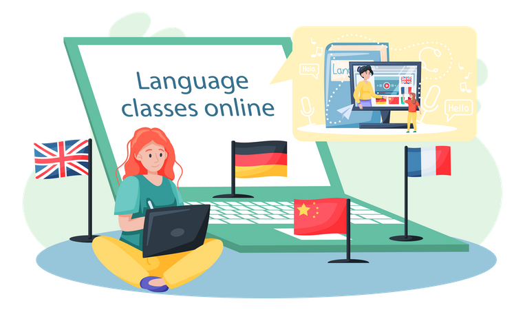 Online foreign language classes Illustration