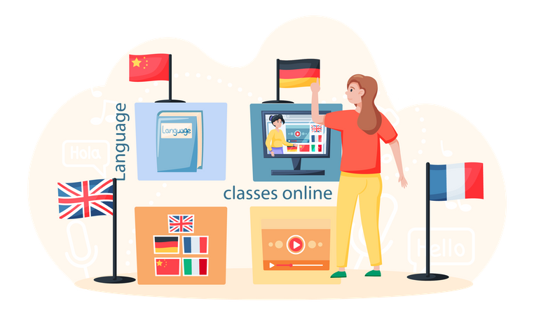 Online foreign language classes  Illustration