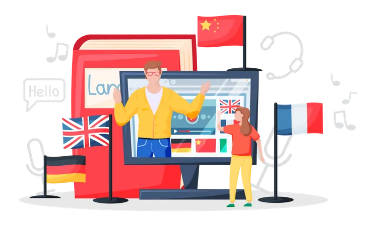 Online foreign language course  Illustration