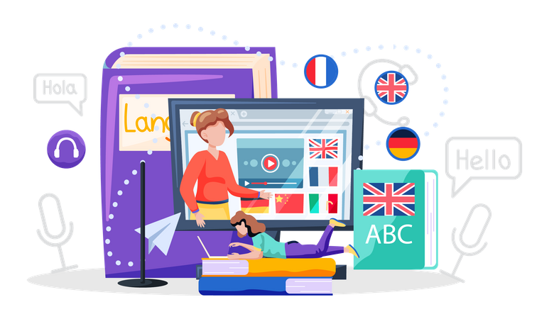 Online foreign language courses Illustration