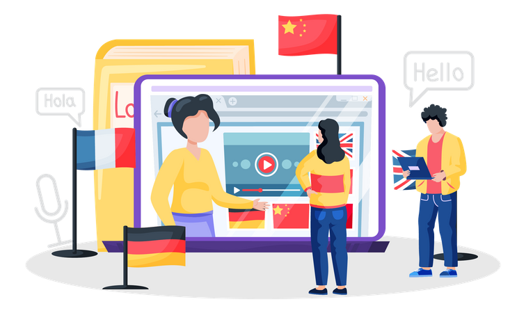 Online Foreign language courses  Illustration