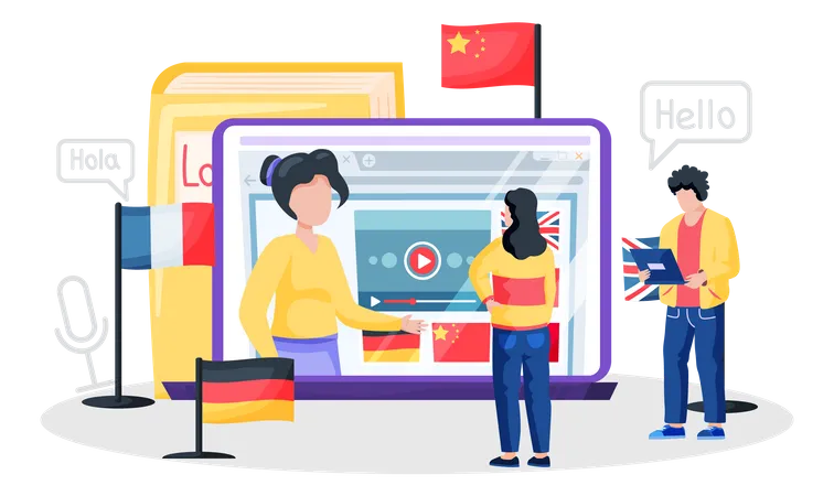 Online Foreign language courses  Illustration