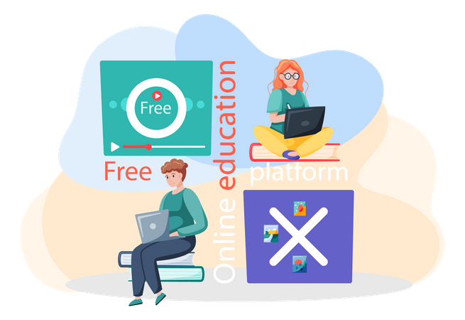 Online Free education platform Illustration