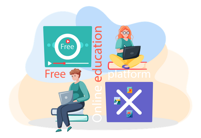 Online Free education platform  Illustration