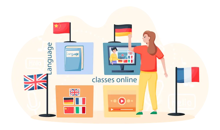 Online-Fremdsprachenkurse  Illustration