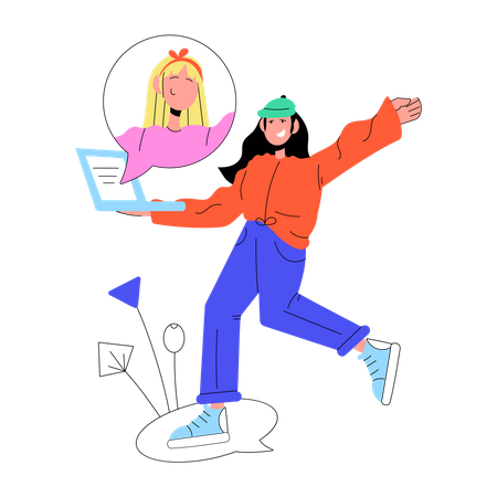 Online Friends  Illustration