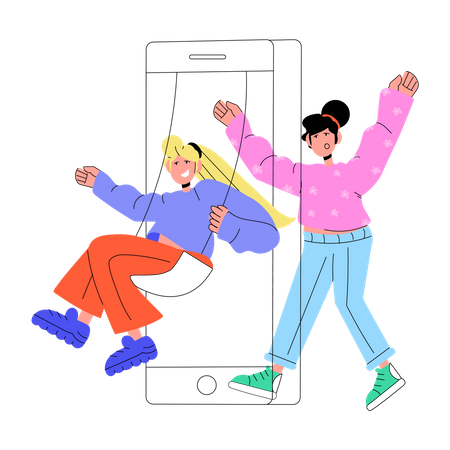 Online Friends  Illustration