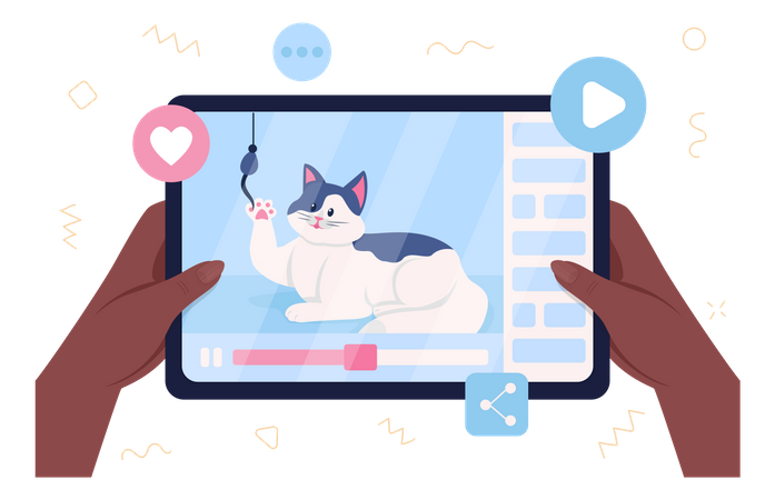 Online funny cat video Illustration