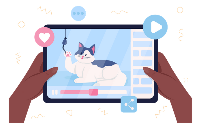 Online funny cat video  Illustration