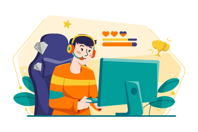 Online Game Streamer  Illustration