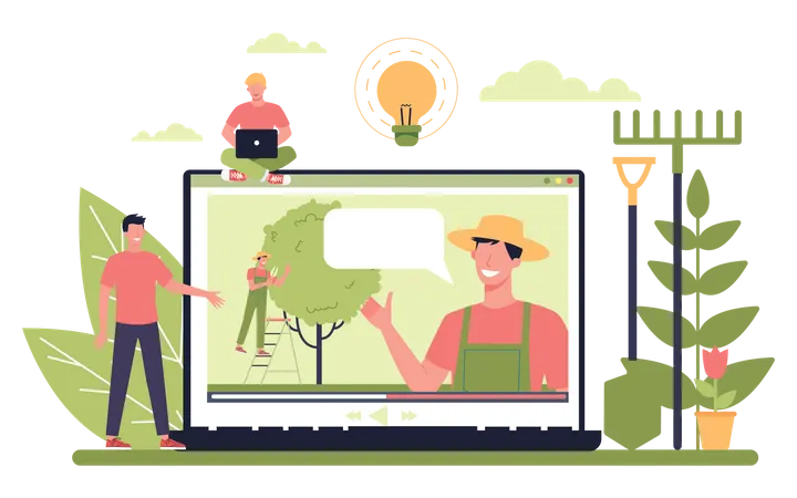 Gardening Online Service Or Platform Set Idea Of Horticultural Designer Business Online Shop Website Consultation Or Video Tutorial Isolated Flat Illustration Illustration