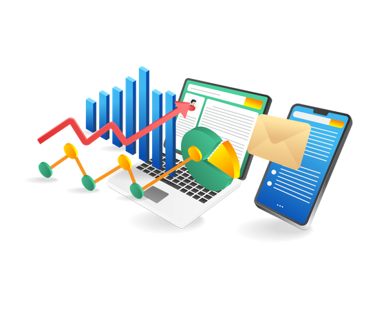 Online-Geschäftsanalyse und Datenmanagement  Illustration