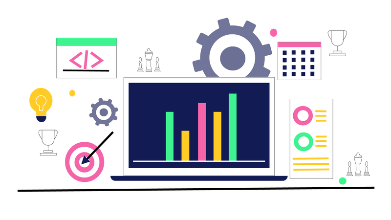 Online-Geschäftsanalyse und Ziel  Illustration