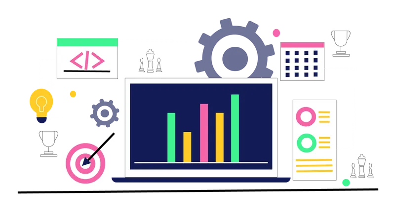 Online-Geschäftsanalyse und Ziel  Illustration