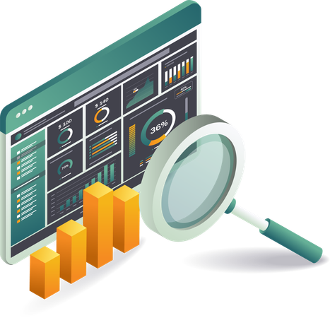 Online-Geschäftsforschung und -analyse  Illustration