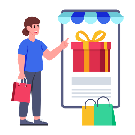 Online-Geschenkeinkauf  Illustration