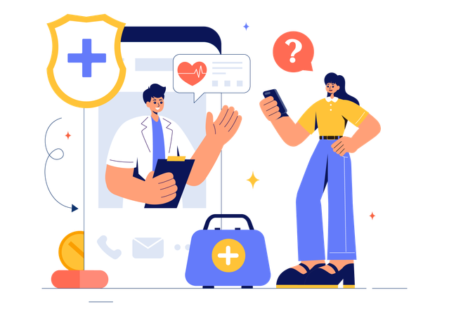 Online-Gesundheits-App  Illustration