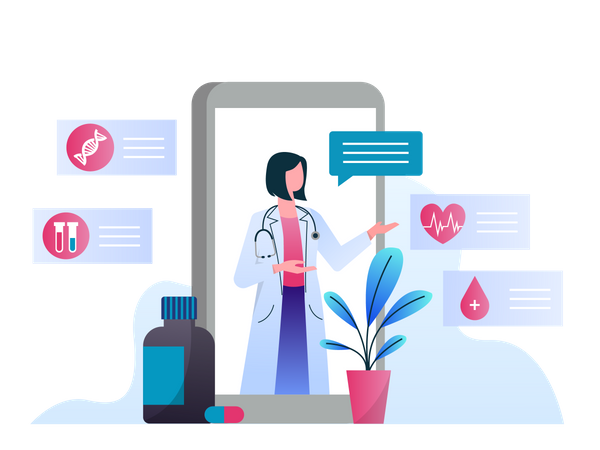 Online-Gesundheits-App  Illustration