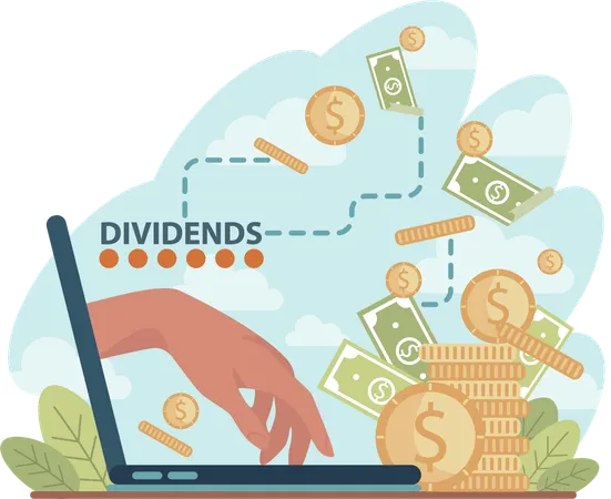 Online getting dividends  Illustration