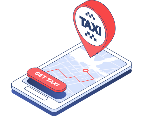 Online getting taxi location  Illustration
