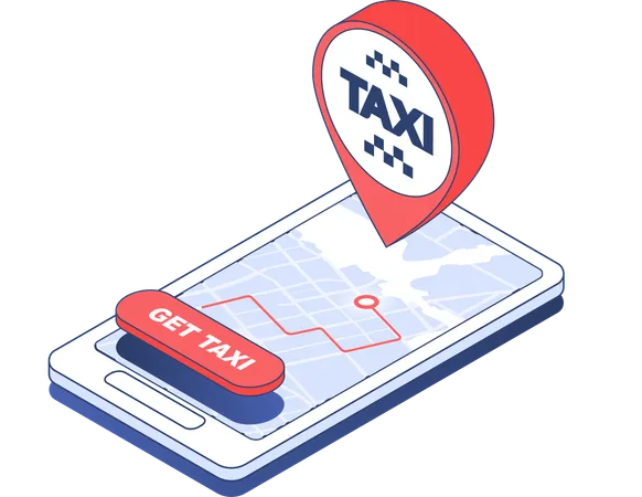 Online getting taxi location  Illustration