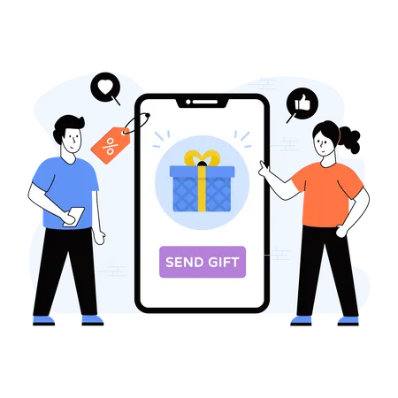A Well Designed Flat Illustration Of Online Gift イラスト