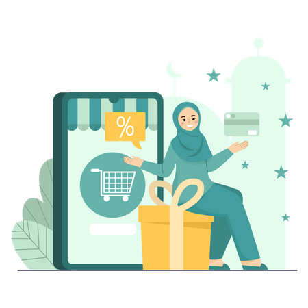 Online Gift Shopping Illustration