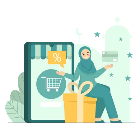 Online Gift Shopping  Illustration