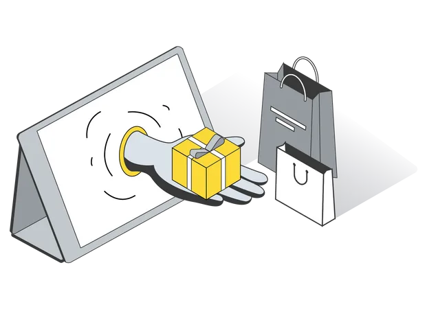 Online gift shopping Illustration