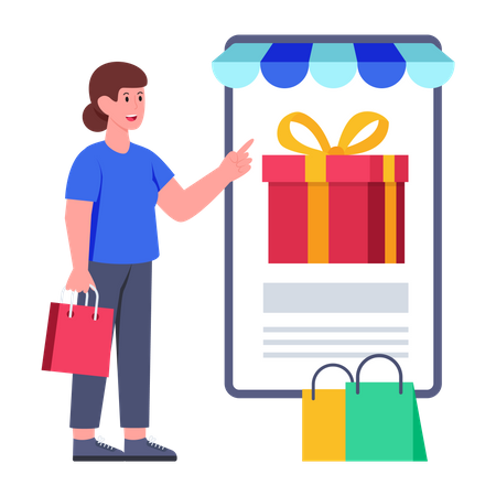 Online Gift Shopping  Illustration
