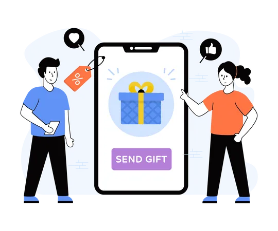 Online Gift Shopping  Illustration