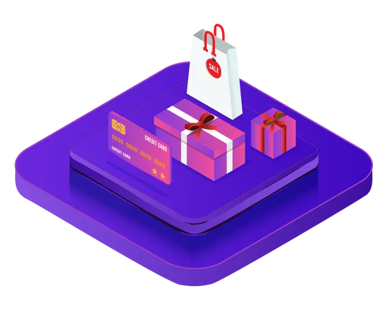 Online gift shopping sale  Illustration