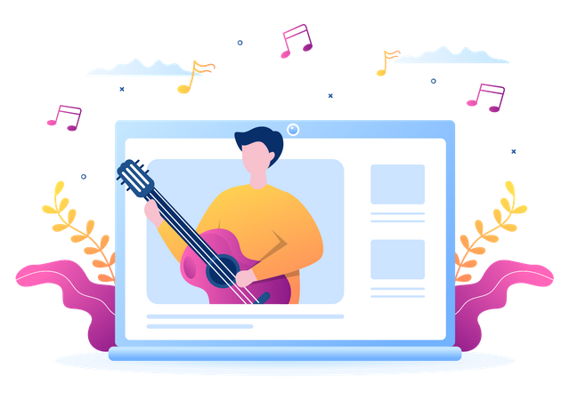 Online-Gitarrenunterricht  Illustration