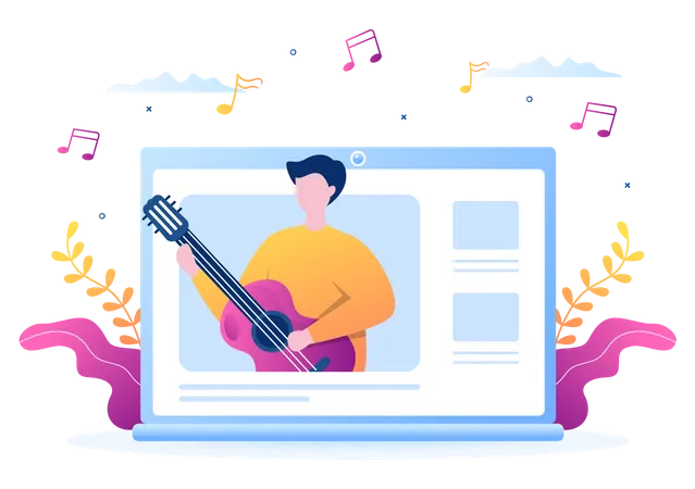 Online-Gitarrenunterricht  Illustration