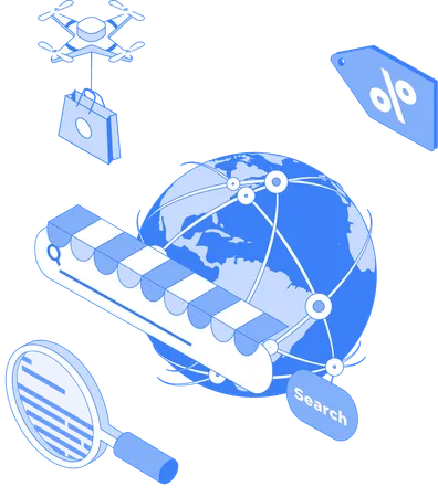 Online global shopping  Illustration