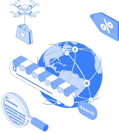 Online global shopping  Illustration