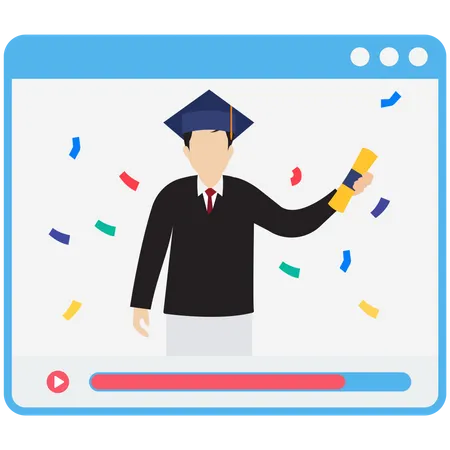 Online Graduating and online degree  Illustration