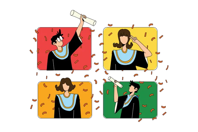 Online Graduation Illustration