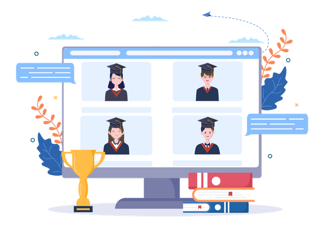 Online Graduation celebration Illustration