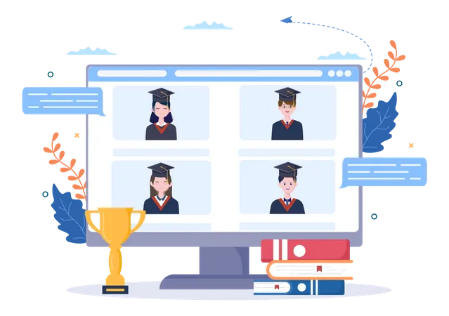 Online Graduation celebration  Illustration