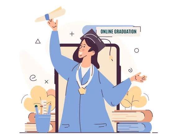 Online graduation celebration  Illustration