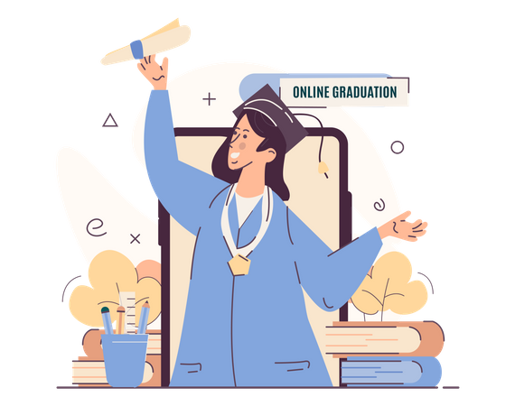 Online graduation celebration  イラスト