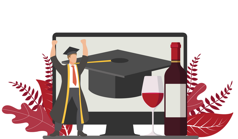 Online Graduation Ceremony  Illustration