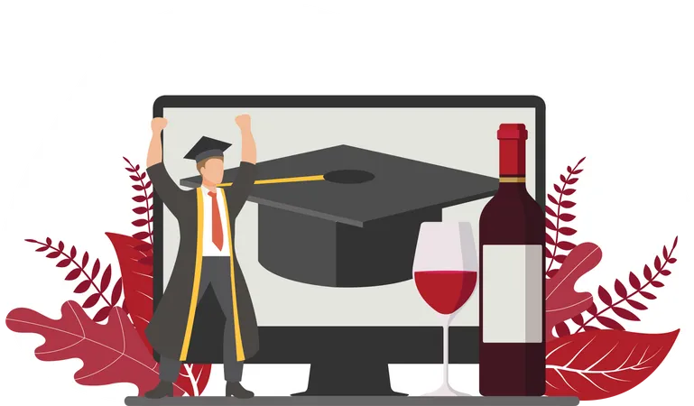 Online Graduation Ceremony  Illustration