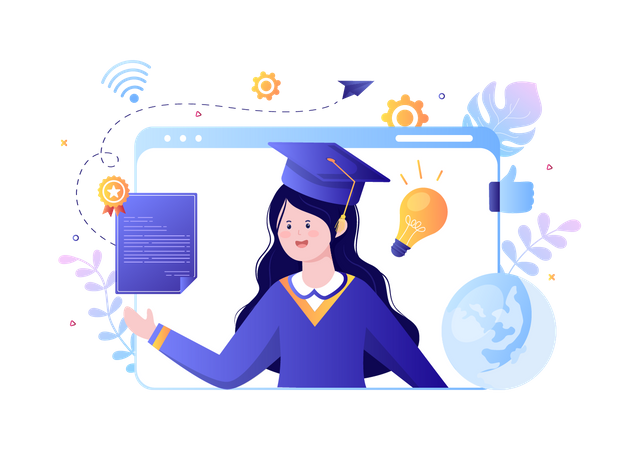 Online graduation  イラスト