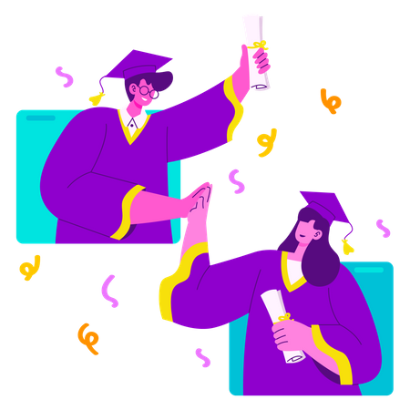 Online graduation  イラスト
