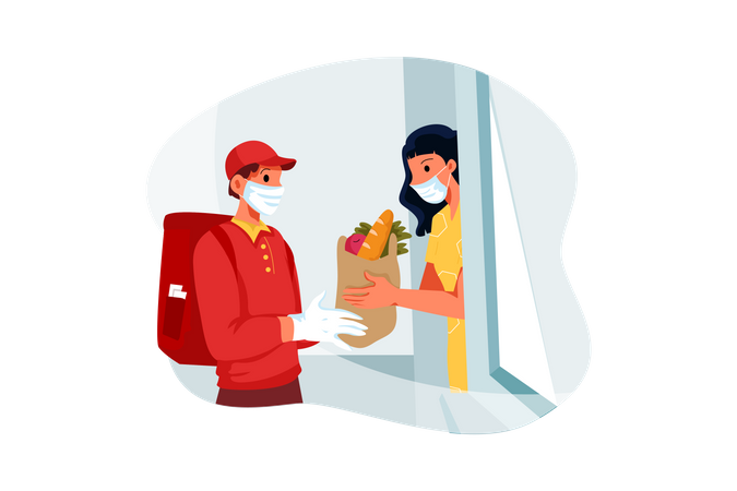 Online groceries Buying and home delivery  일러스트레이션