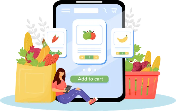 Online grocery Illustration