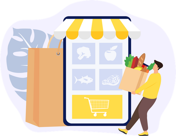 Online grocery app Illustration